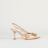 Slingback Champagne in raso con accessorio 7537 1 FRANCESCO SACCO 