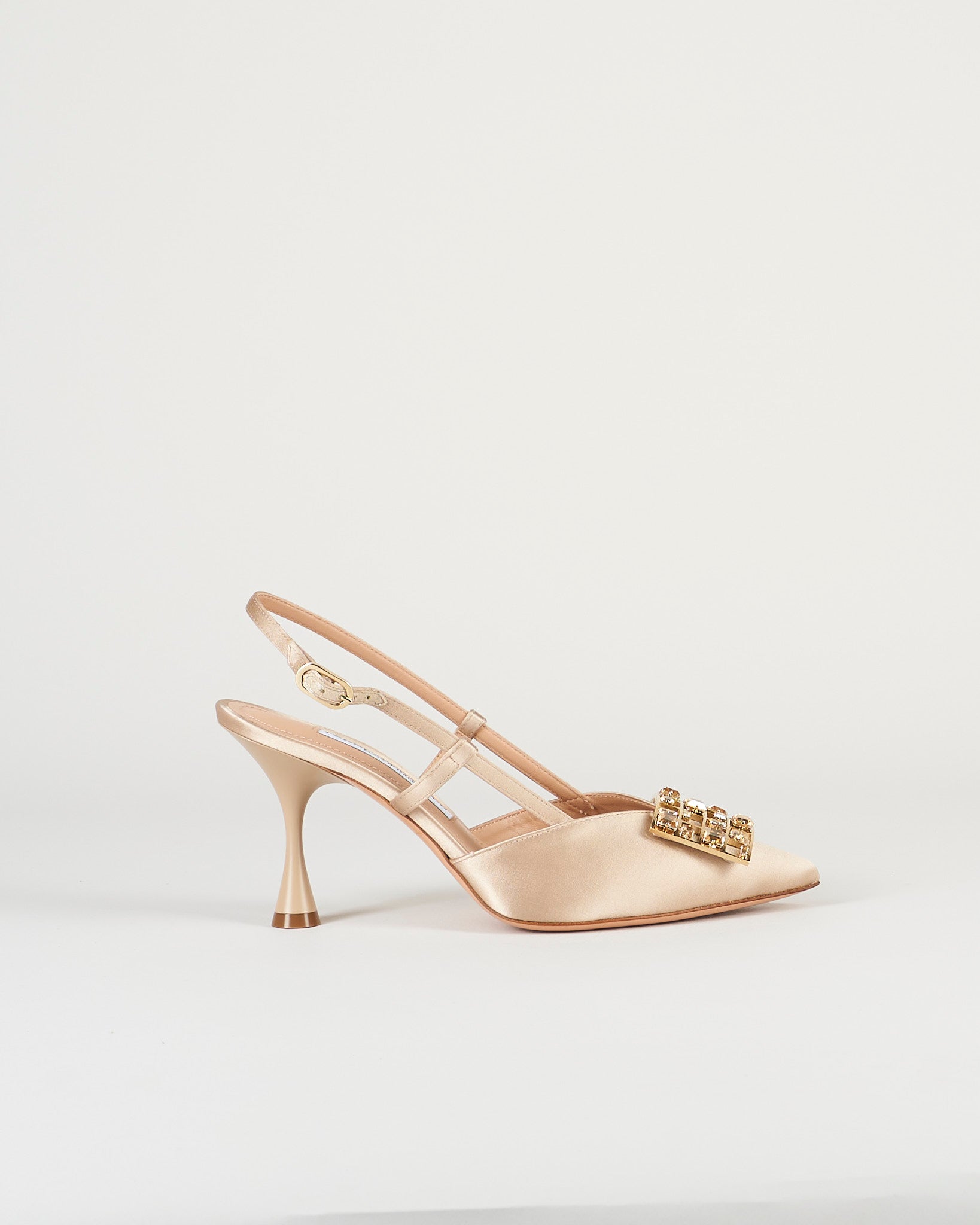 Slingback Champagne in raso con accessorio 7537 1 FRANCESCO SACCO 