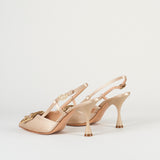 Slingback Champagne in raso con accessorio 7537 1 FRANCESCO SACCO 
