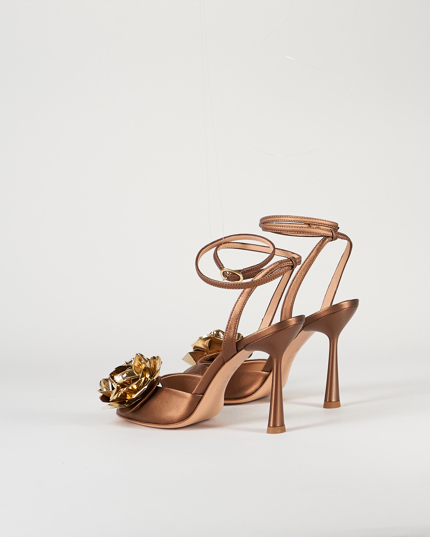 Sandalo Bronzo in raso con accessorio gold 7569 40 FRANCESCO SACCO 