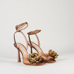 Sandalo Bronzo in raso con accessorio gold 7569 40 FRANCESCO SACCO 