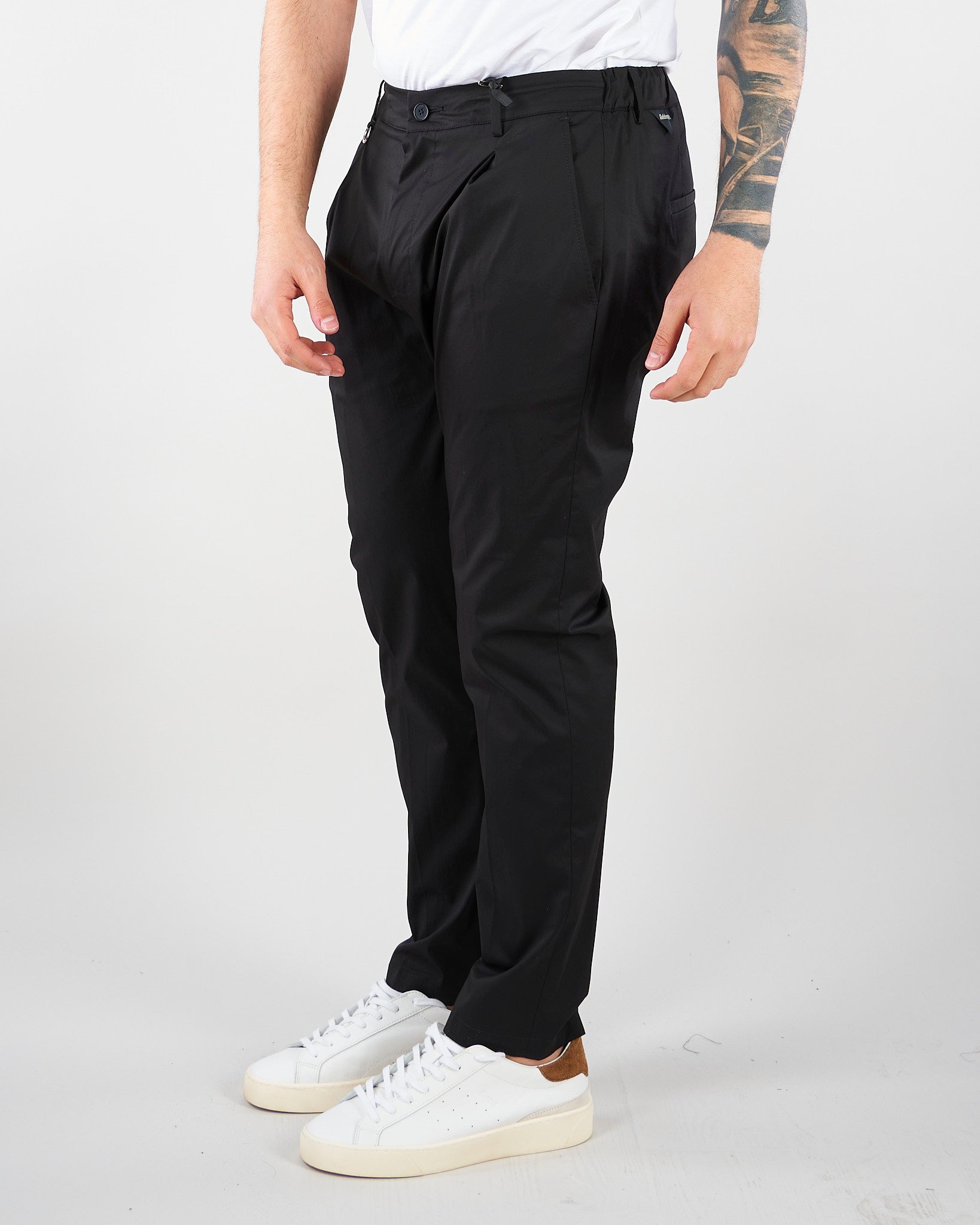 Pantalone Max Nero in cotone con elastico GC1PSS266895 D001 GOLDEN CRAFT 