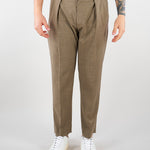 Pantalone Robin Tortora in fresco lana con pences. GC1PSS266900 A029 GOLDEN CRAFT 