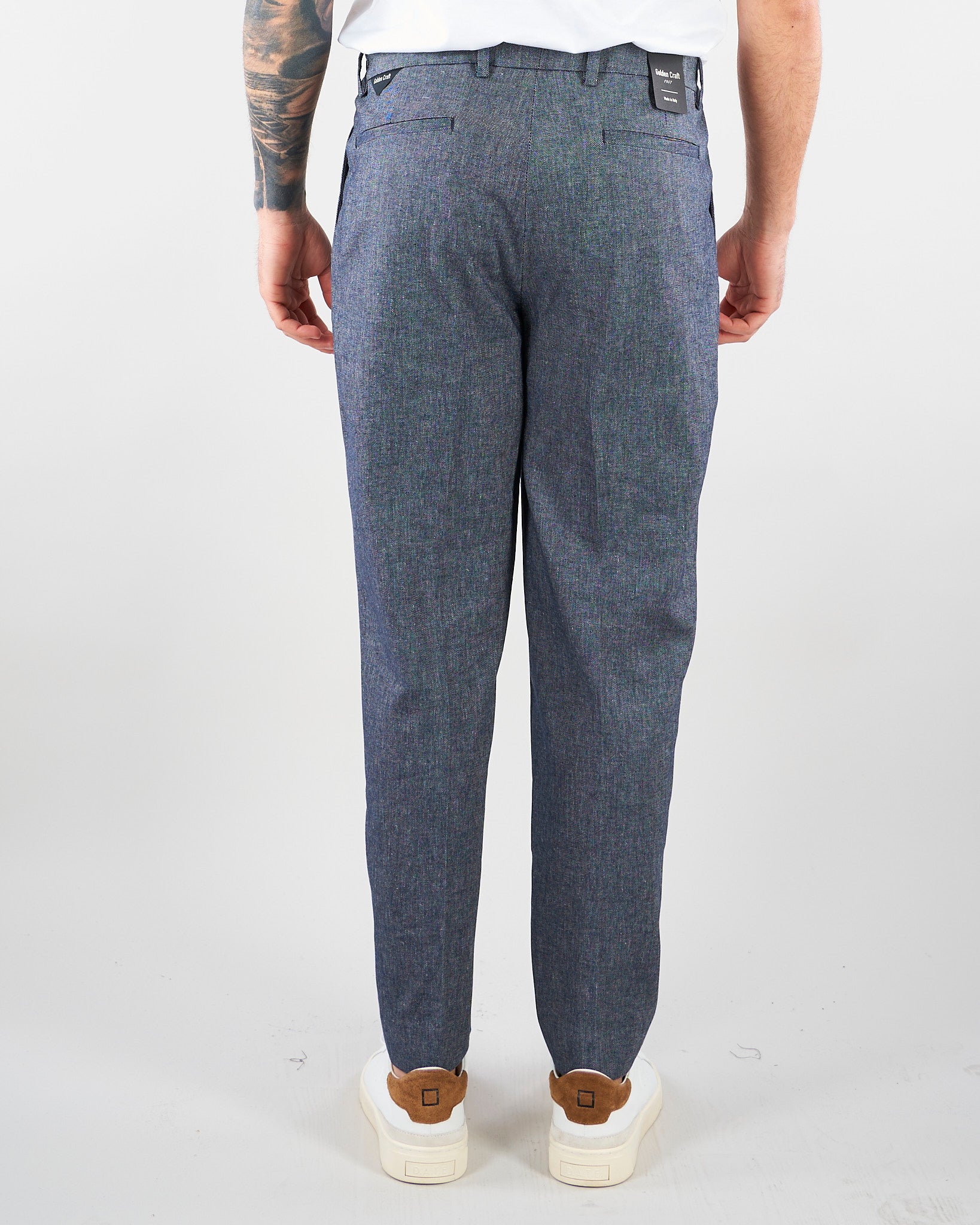 Pantalone Robin Blu in misto cotone e lino GC1PSS266901 E012 GOLDEN CRAFT 