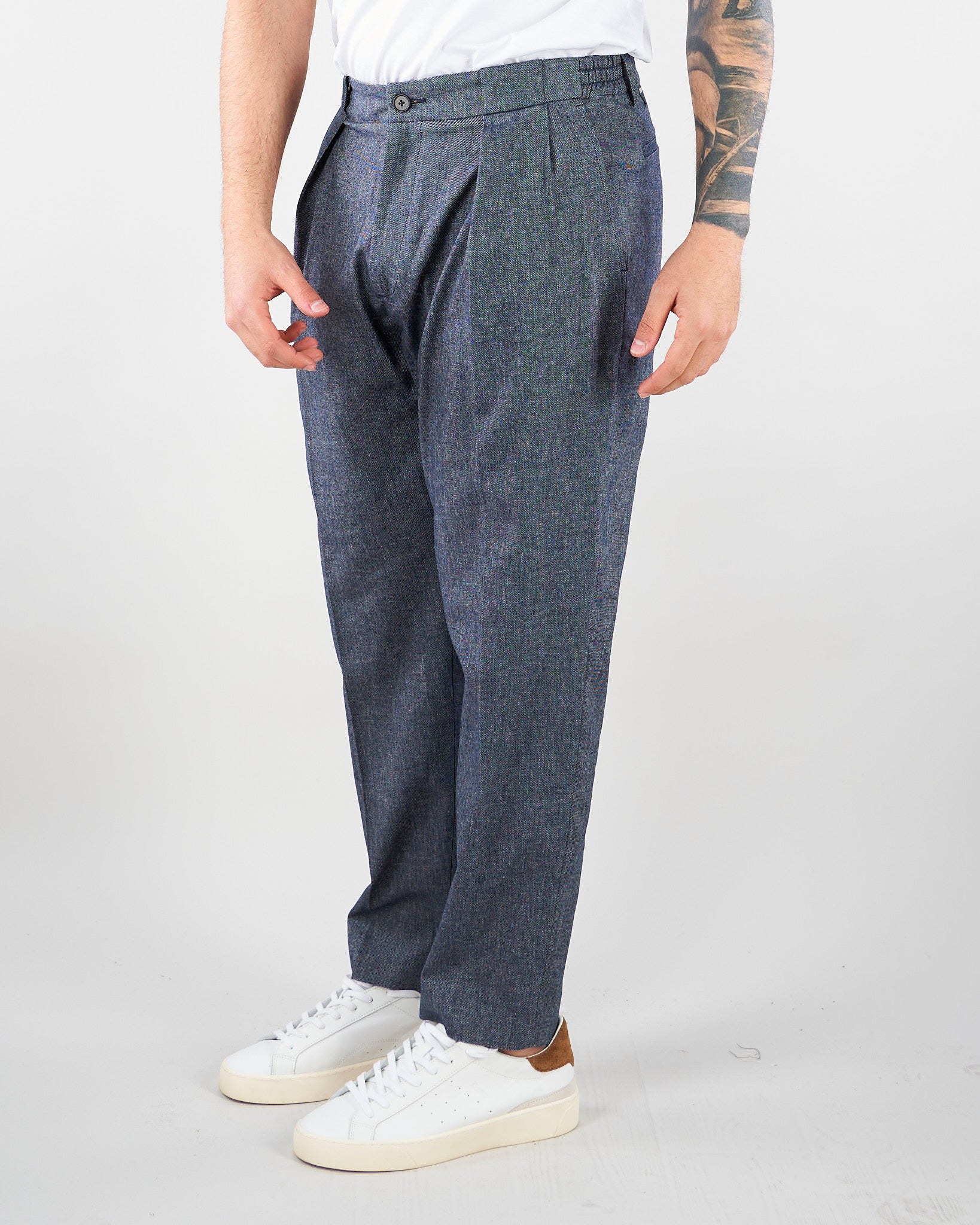 Pantalone Robin Blu in misto cotone e lino GC1PSS266901 E012 GOLDEN CRAFT 