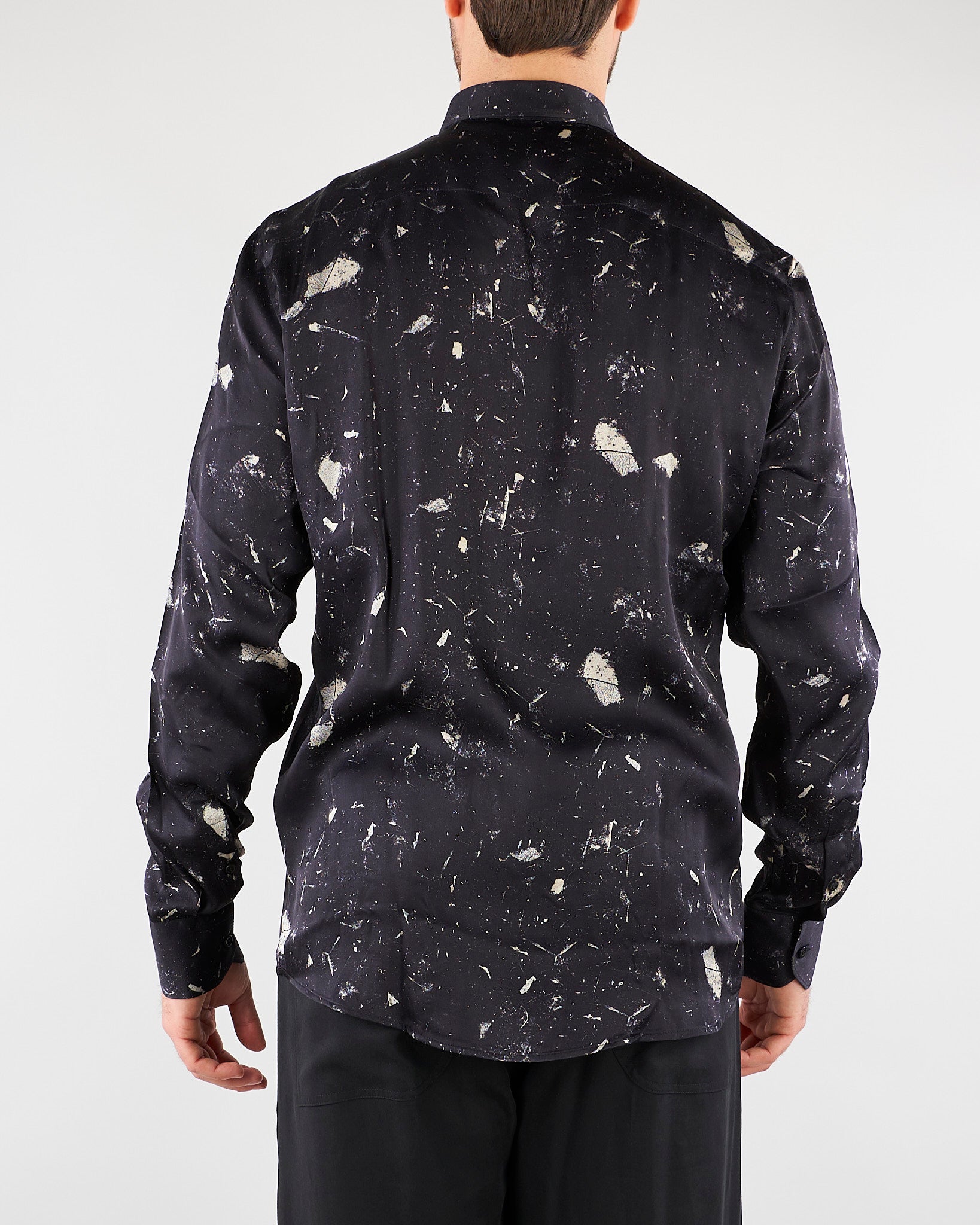 Camicia Nero fluida in viscosa con stampa CA3618 28 I'M BRIAN 