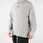 Camicia Grigio Oversize in lino a righe CA3620 28 I'M BRIAN 