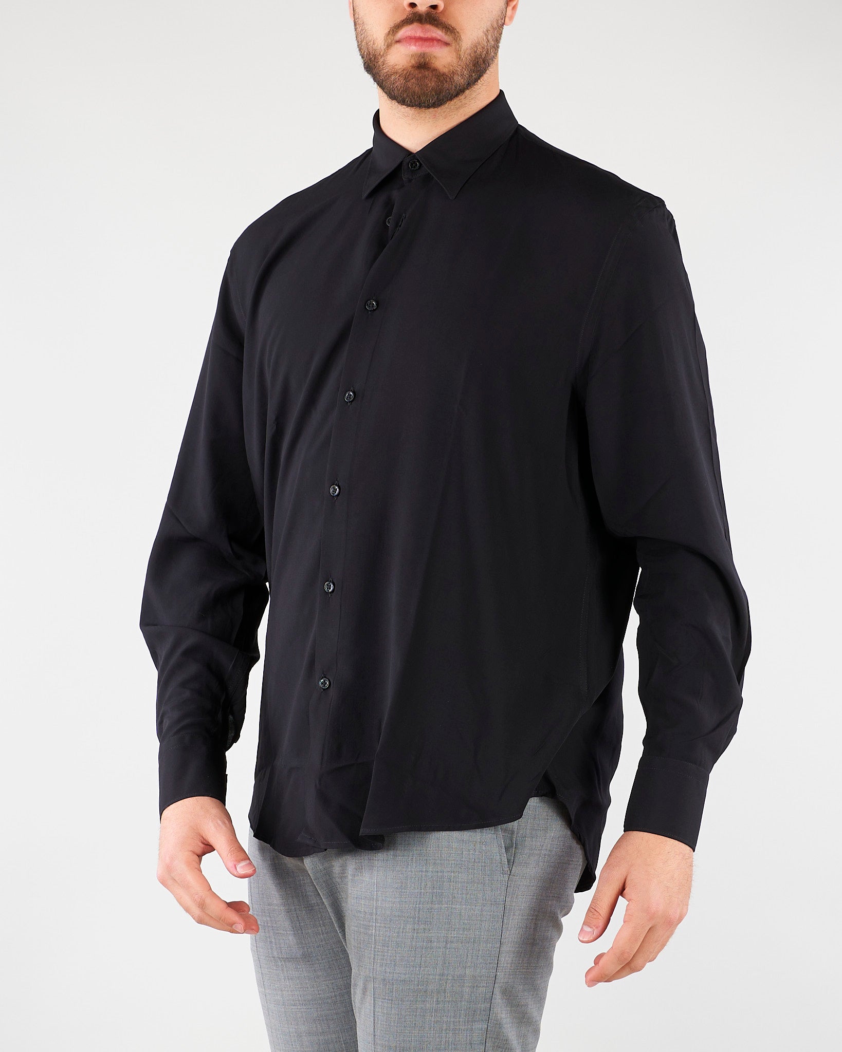 Camicia Nero in viscosa fluida CA3624 9 I'M BRIAN 