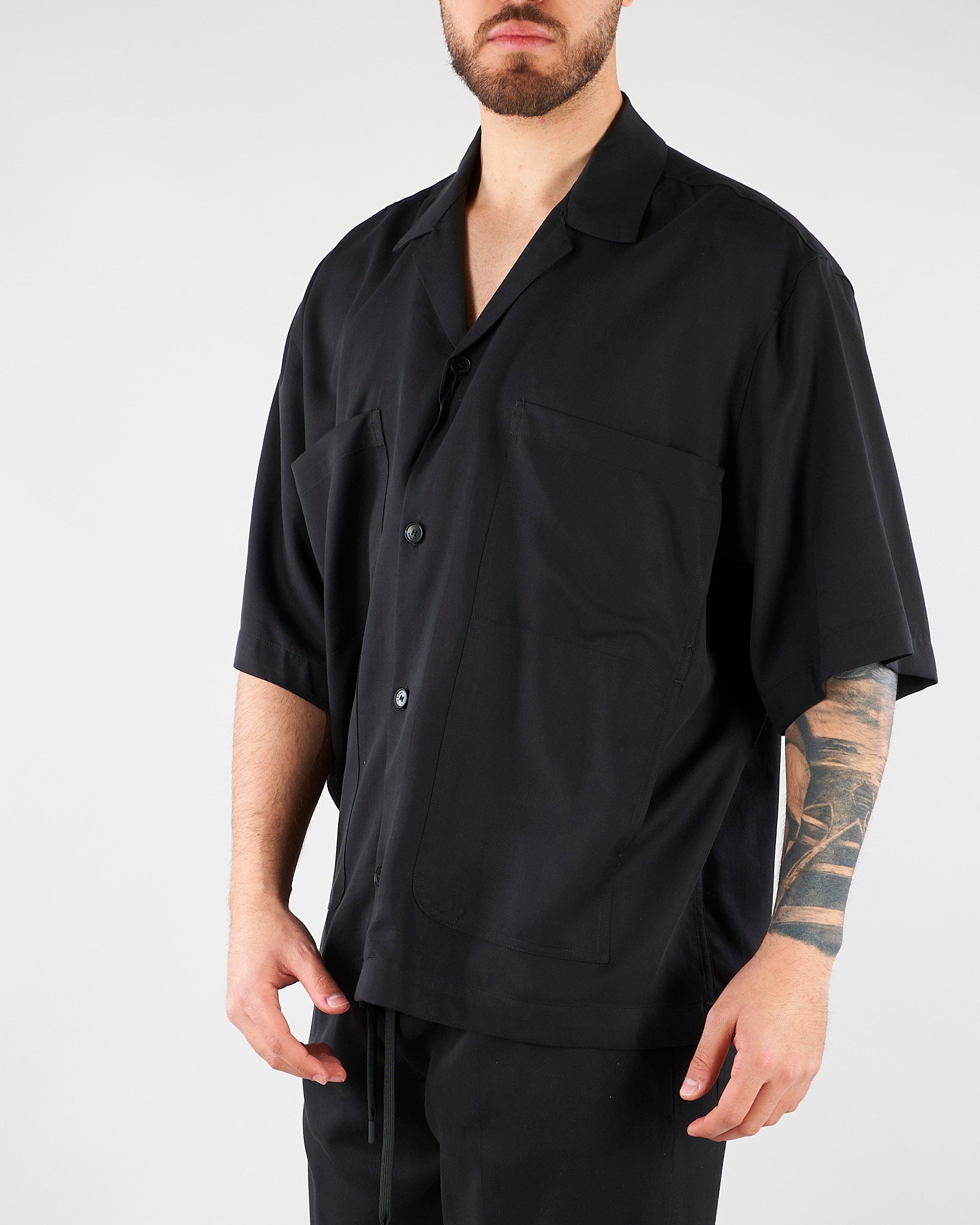 Camicia Nero in tessuto fluido Relaxed fit CA3626 9 I'M BRIAN 