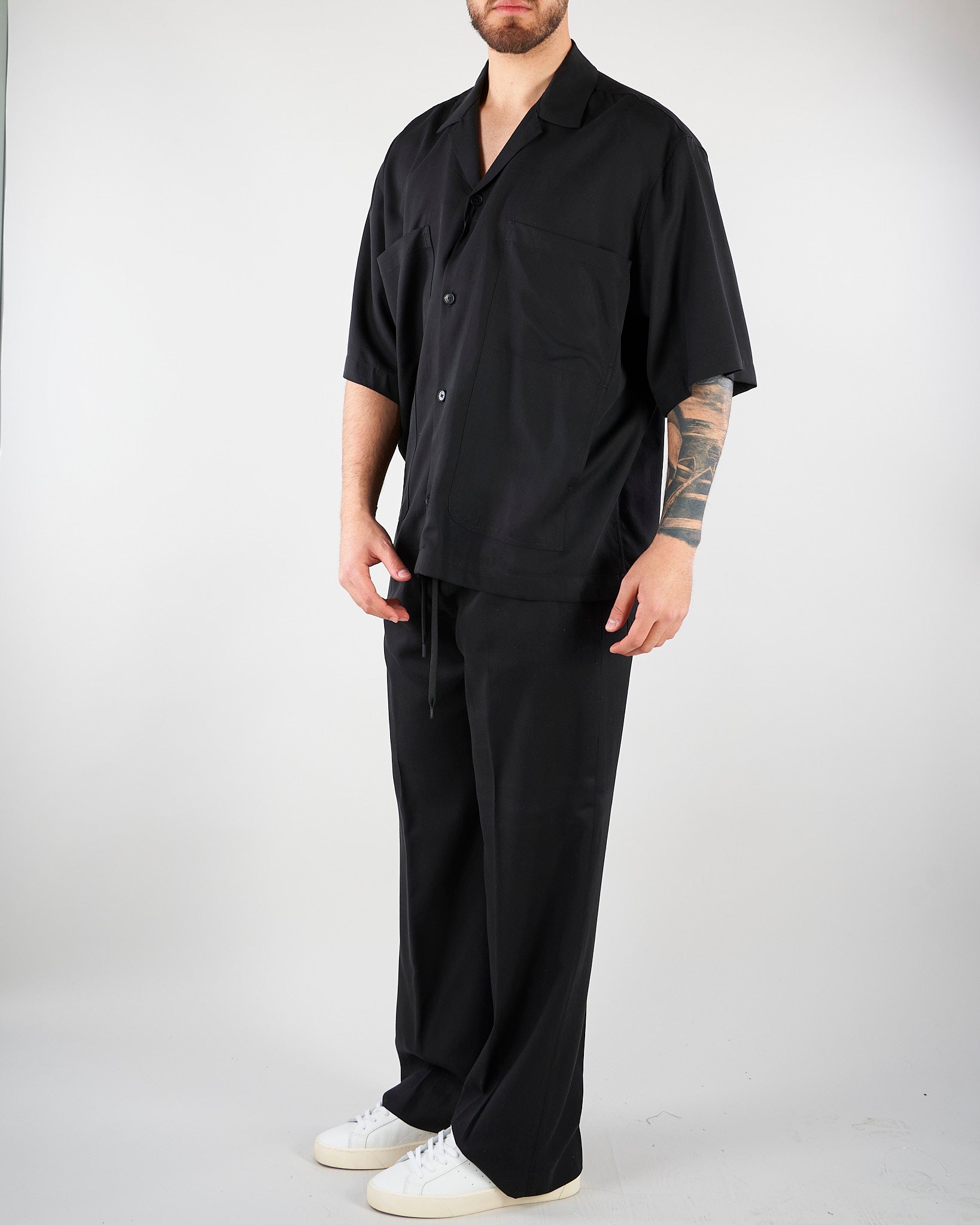Camicia Nero in tessuto fluido Relaxed fit CA3626 9 I'M BRIAN 