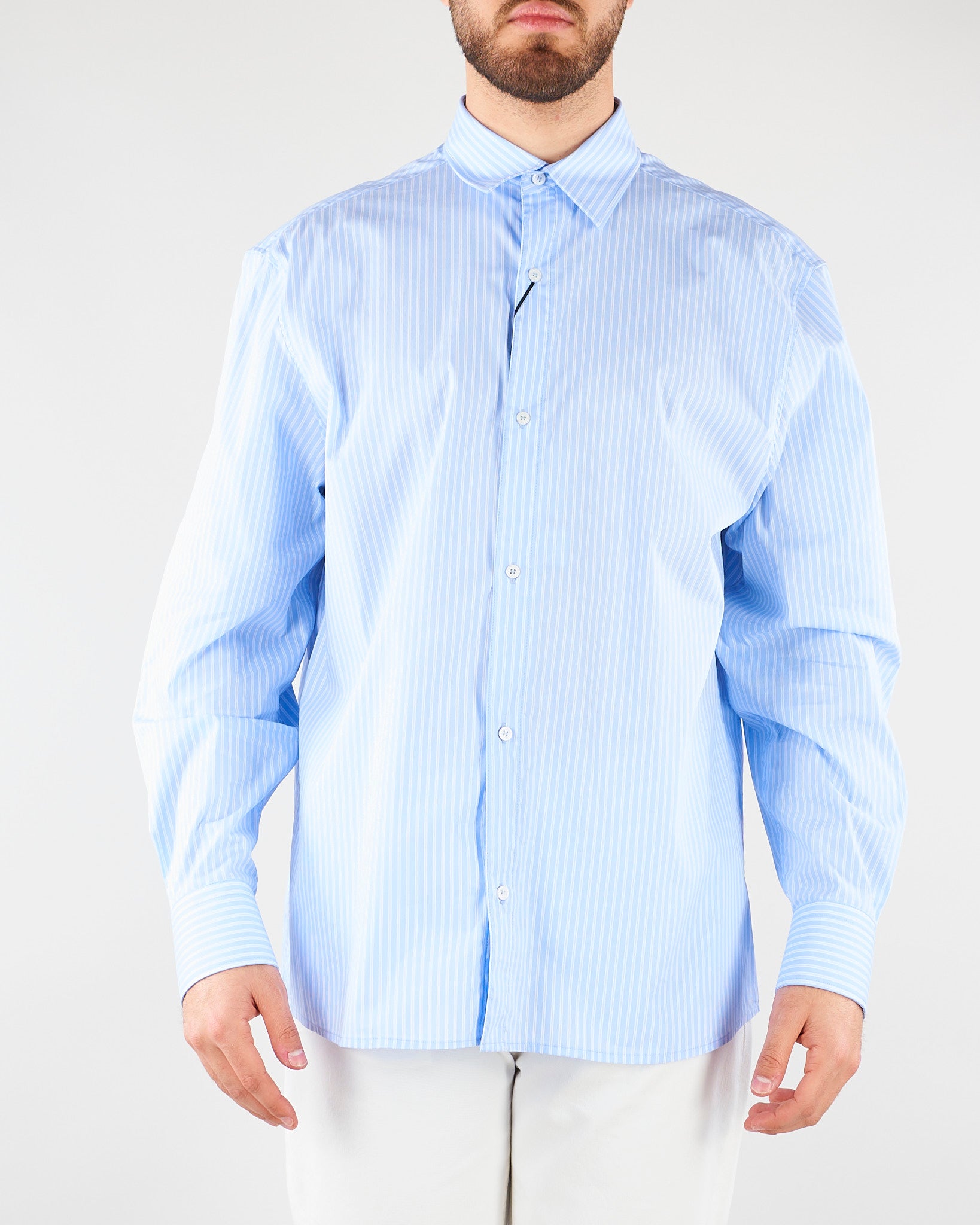 Camicia Celeste a righe in cotone CA3630 18 I'M BRIAN 