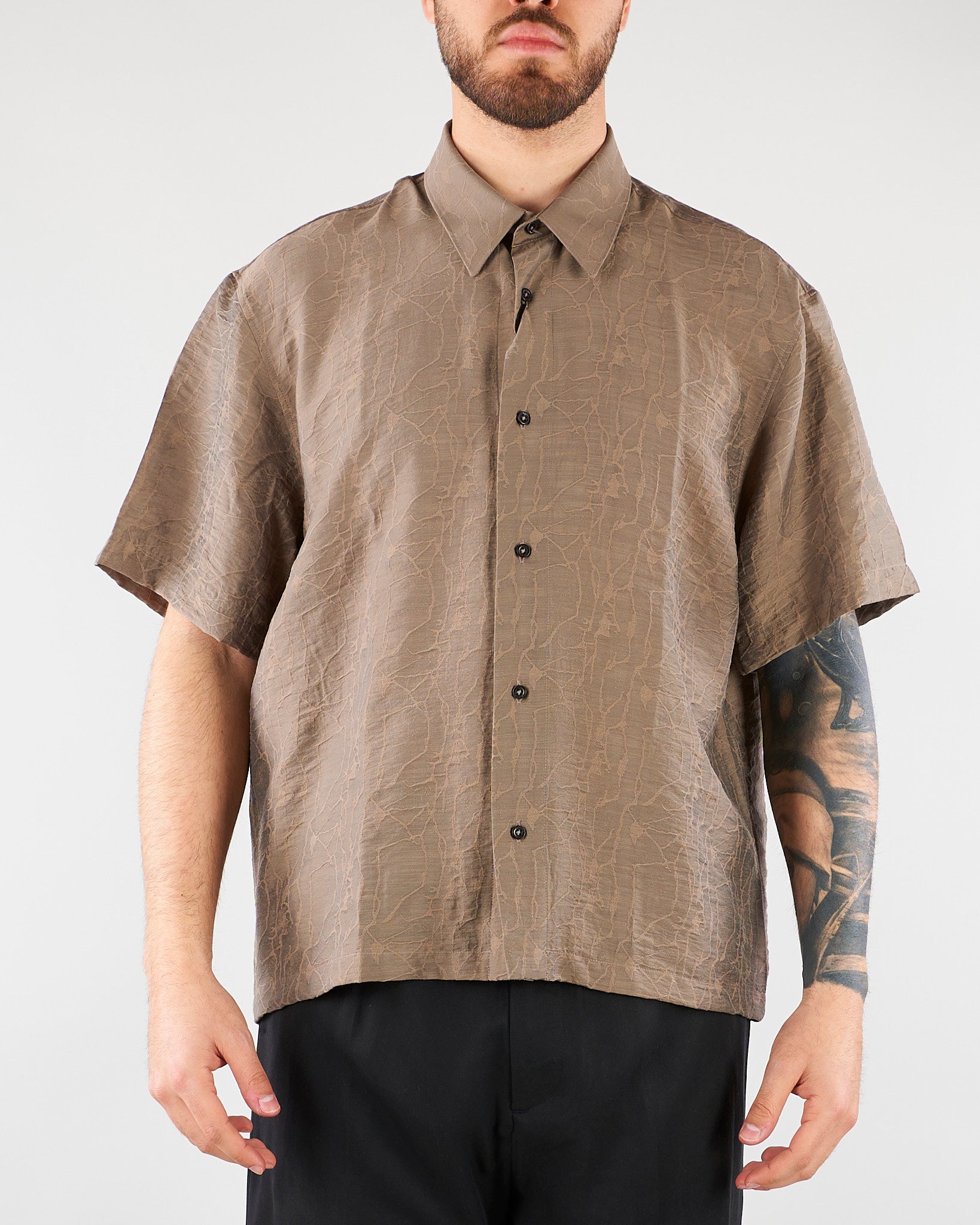 Camicia jacquard Taupe Relaxed fit CA3633 35 I'M BRIAN 