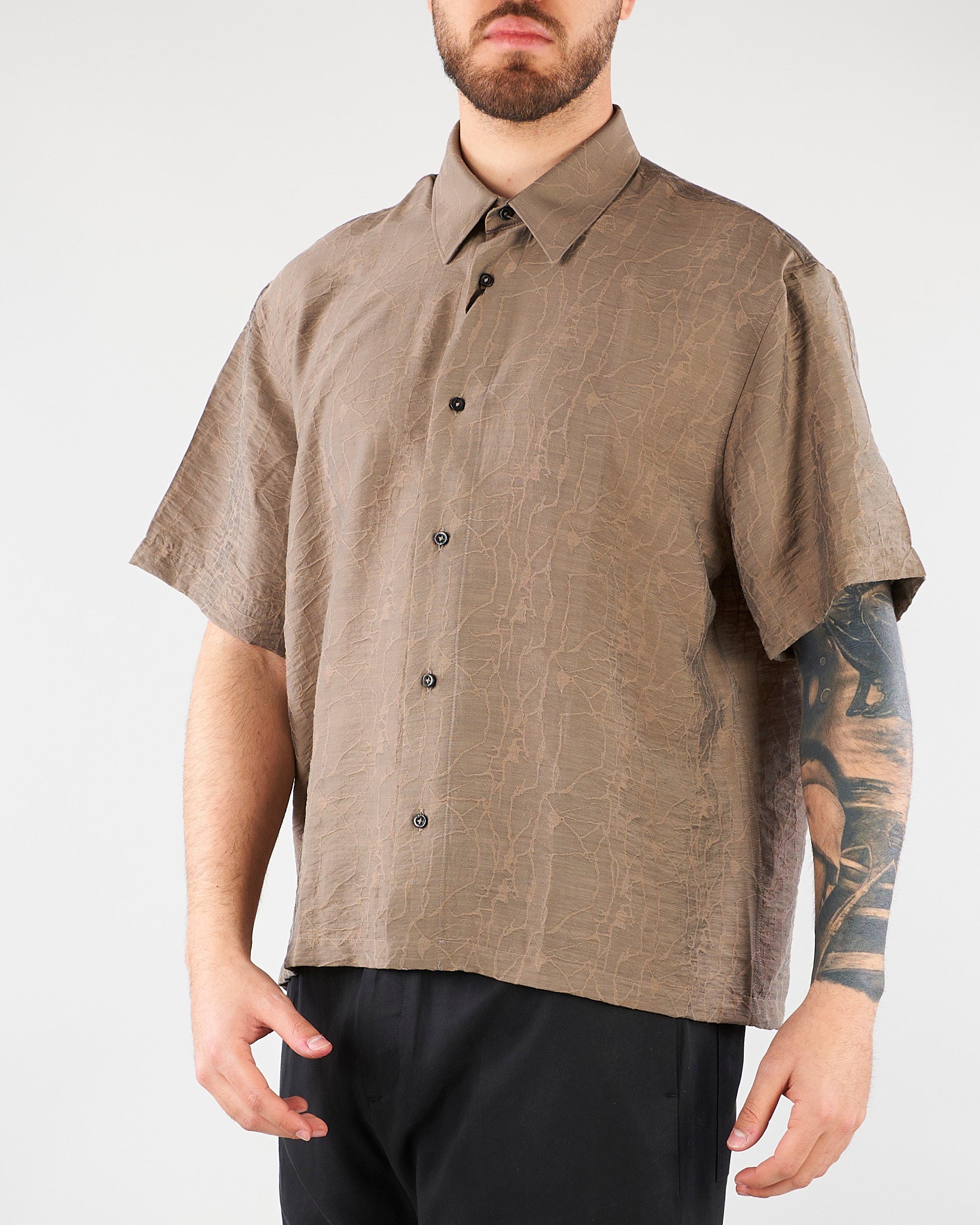 Camicia jacquard Taupe Relaxed fit CA3633 35 I'M BRIAN 