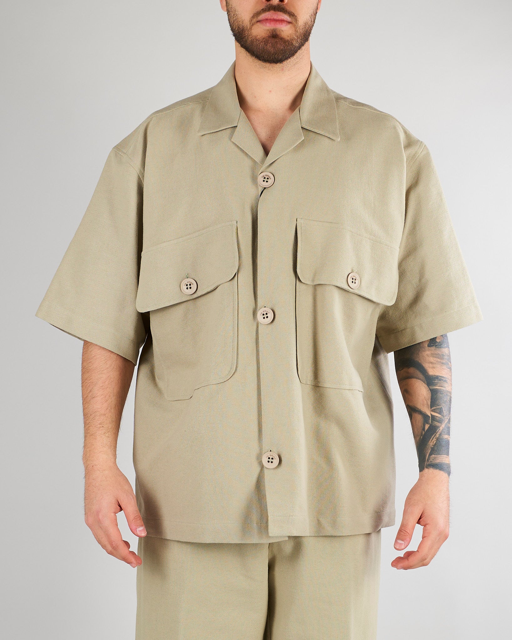 Camica Sabbia Oversize in puro cotone e lino CA3635 55 I'M BRIAN 