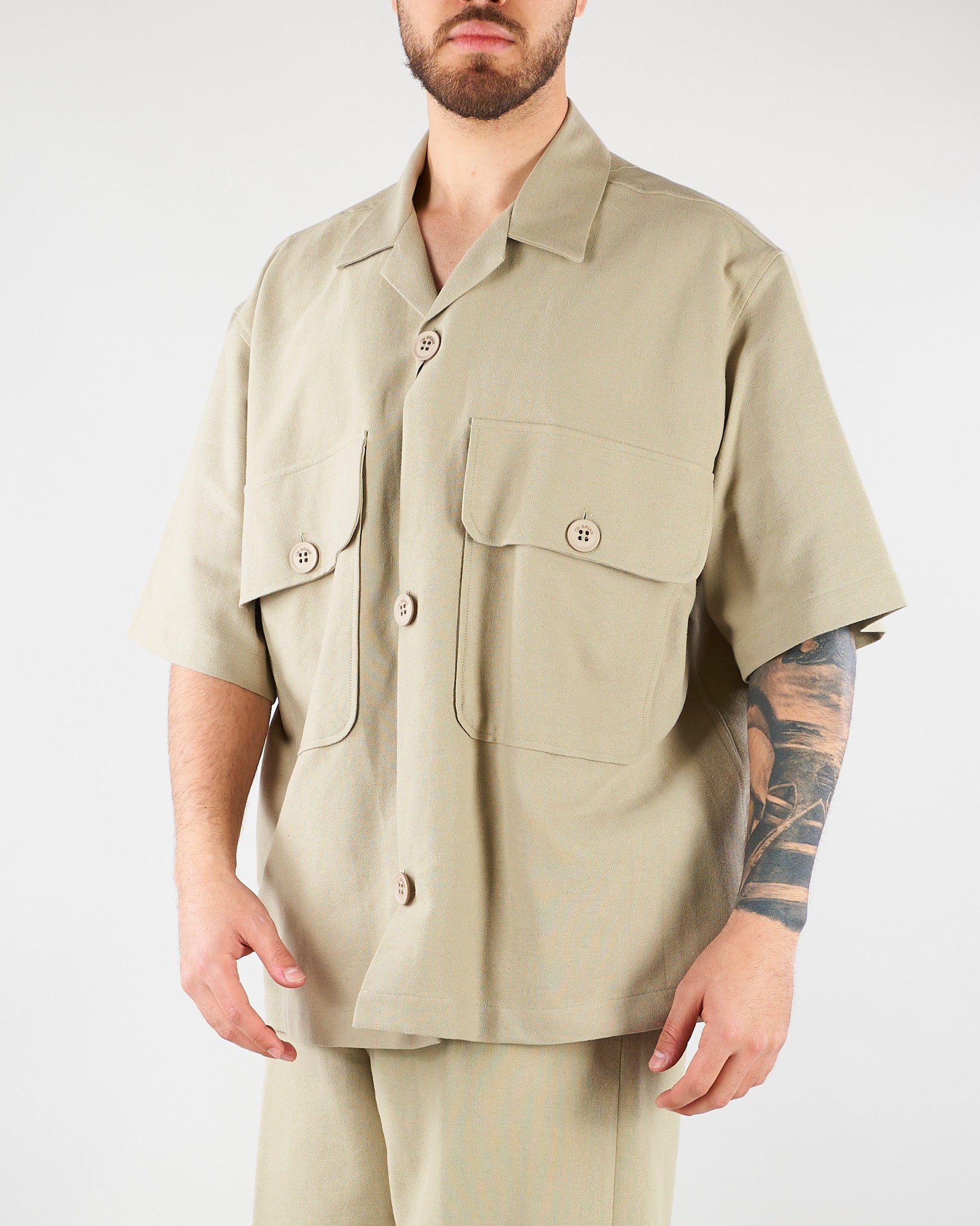 Camica Sabbia Oversize in puro cotone e lino CA3635 55 I'M BRIAN 