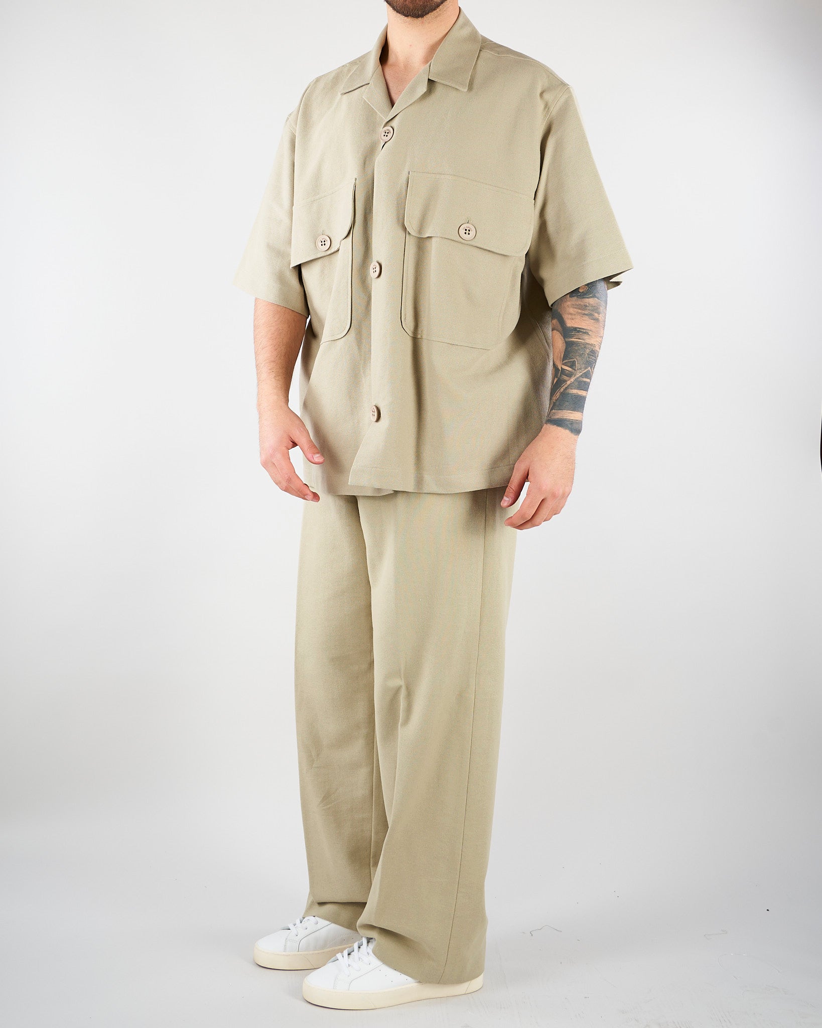 Camica Sabbia Oversize in puro cotone e lino CA3635 55 I'M BRIAN 