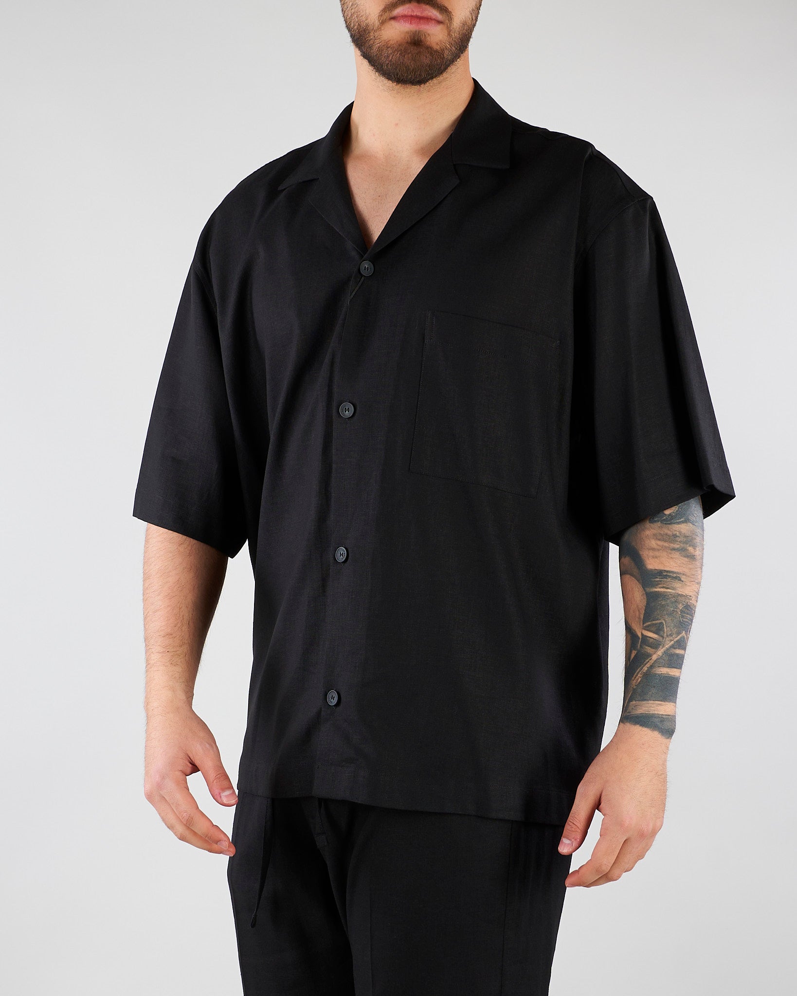 Camicia Nero in lino CA3637 9 I'M BRIAN 
