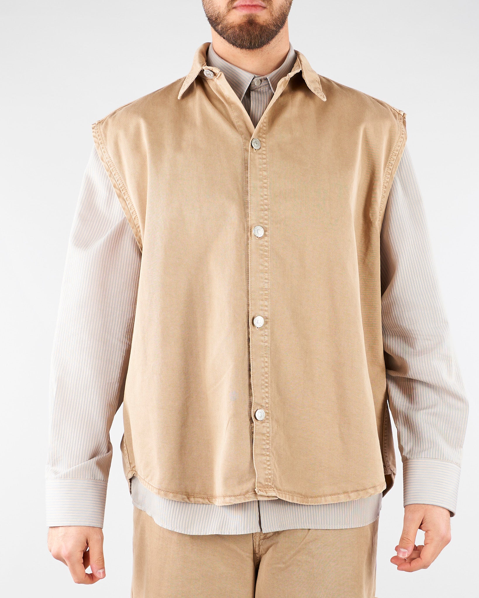 Gilet Beige in cotone Oversize CA3654 45 I'M BRIAN 