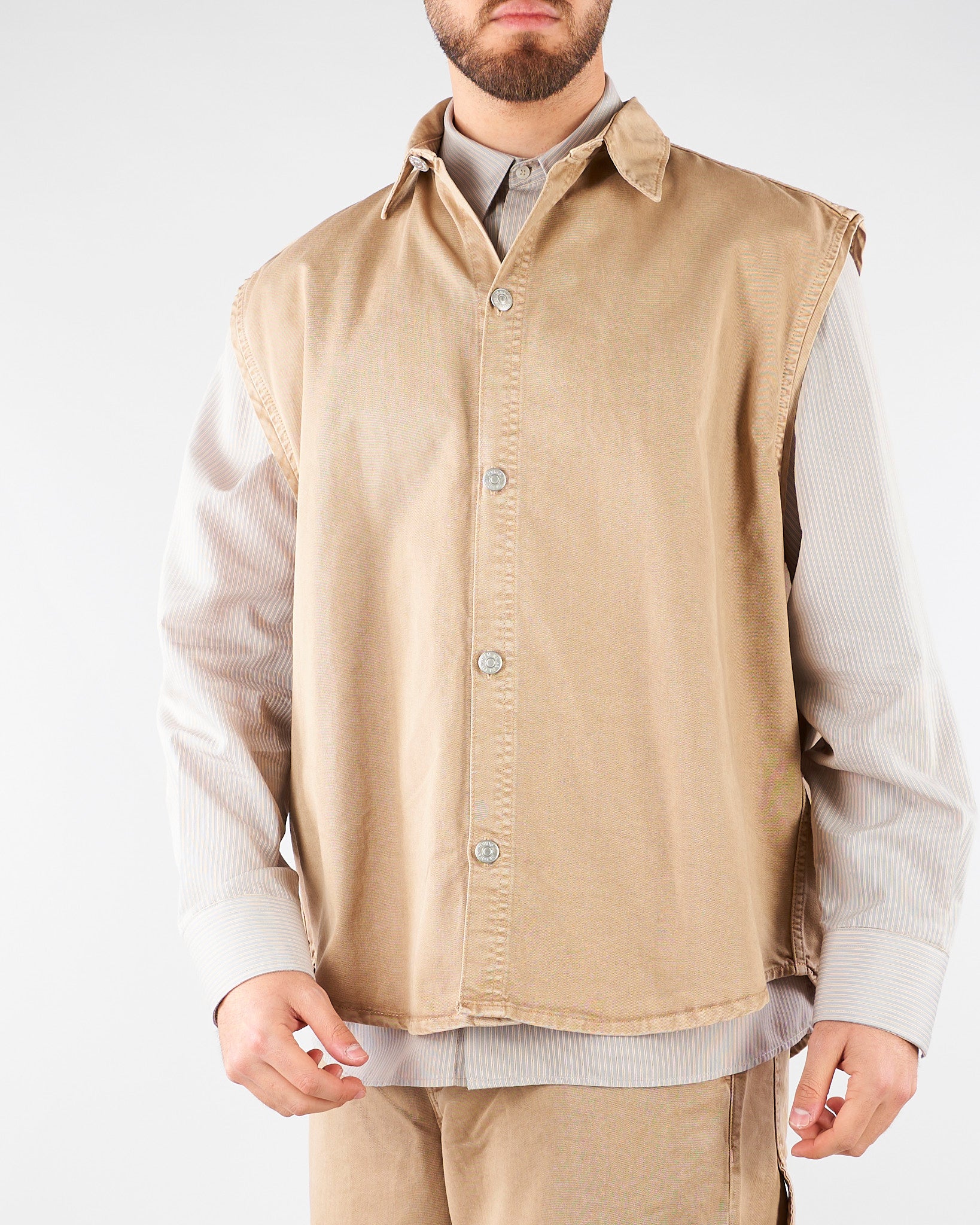 Gilet Beige in cotone Oversize CA3654 45 I'M BRIAN 