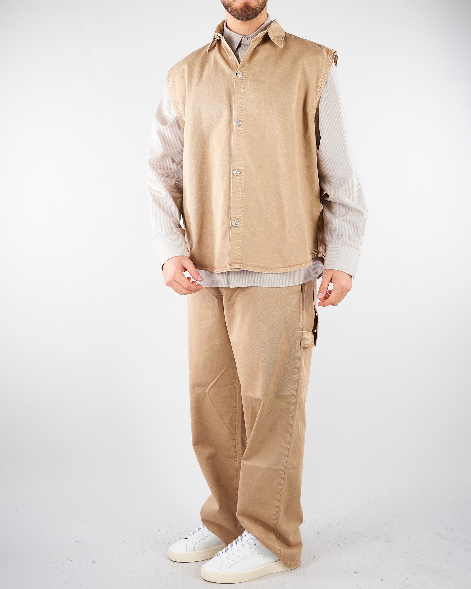 Gilet Beige in cotone Oversize CA3654 45 I'M BRIAN 
