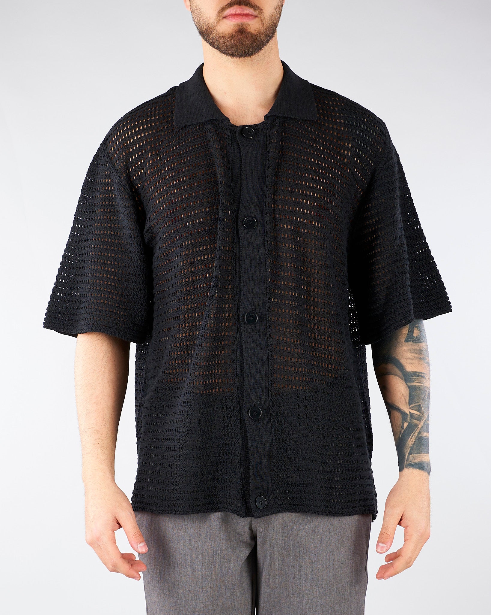 Maglia in crochet Nero Oversize MA3609 9 I'M BRIAN 