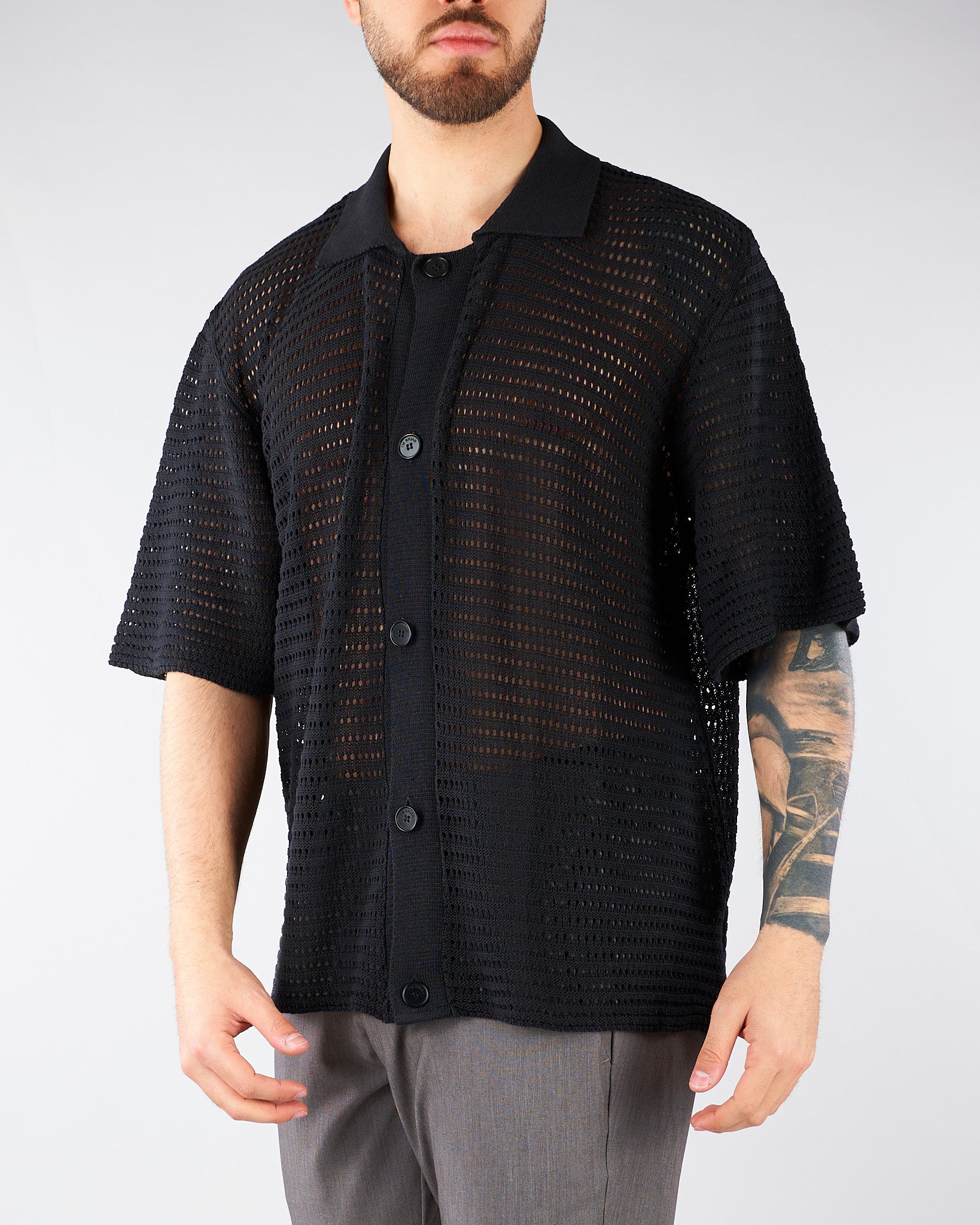 Maglia in crochet Nero Oversize MA3609 9 I'M BRIAN 