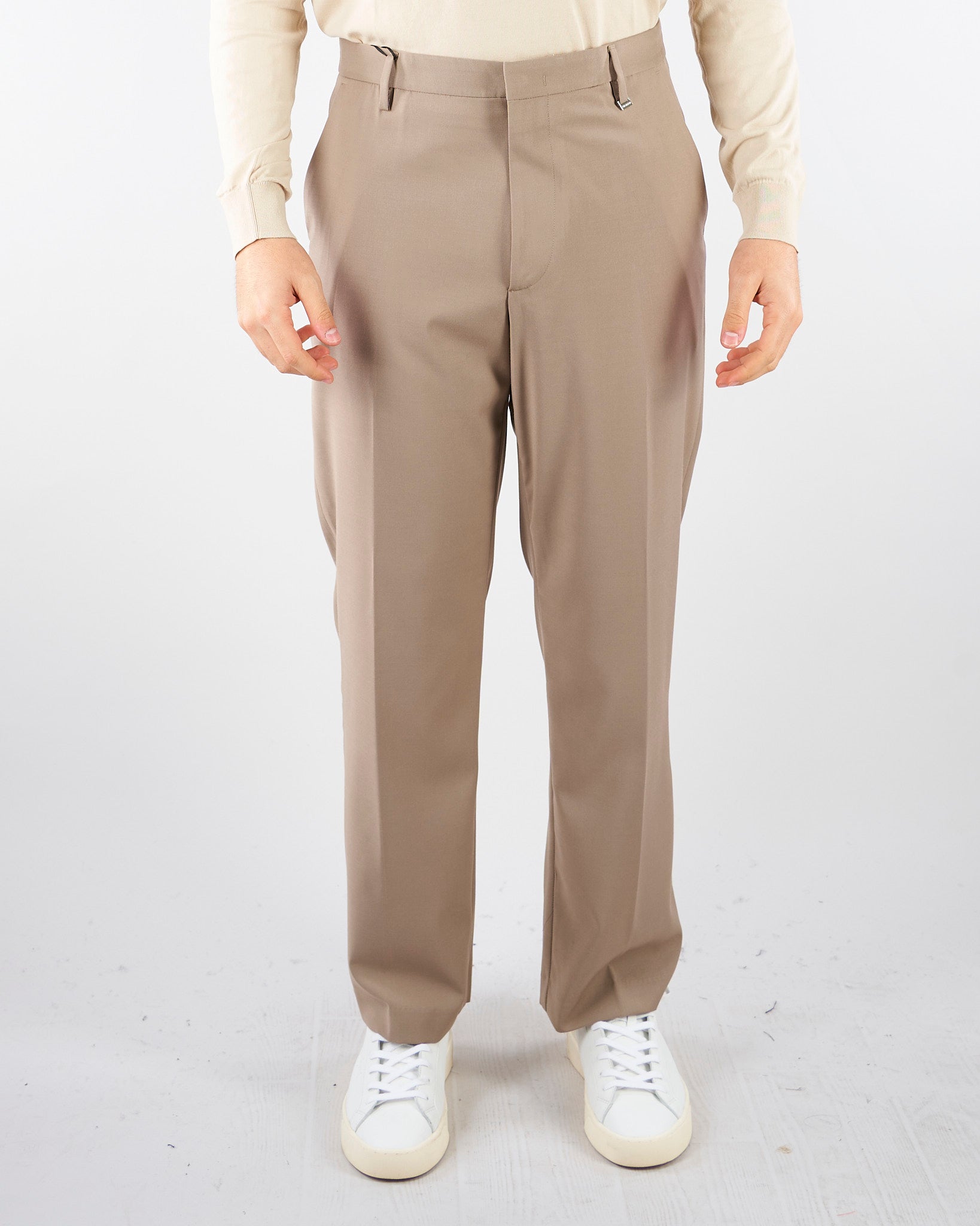Pantalone Taupe gamba dritta crop fit PA3683 35 I'M BRIAN 