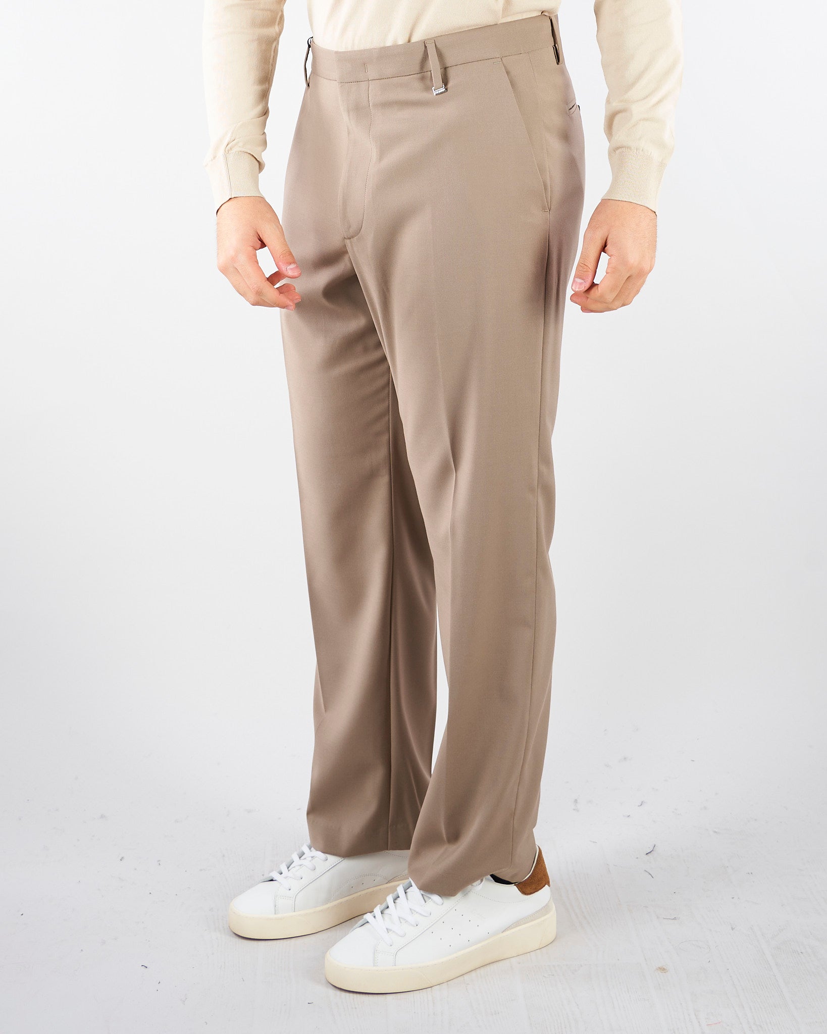 Pantalone Taupe gamba dritta crop fit PA3683 35 I'M BRIAN 