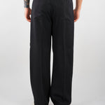 Pantalone Nero in tessuto fluido con gamba e fondo ampio PA3696 9 I'M BRIAN 