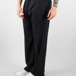 Pantalone Nero in tessuto fluido con gamba e fondo ampio PA3696 9 I'M BRIAN 