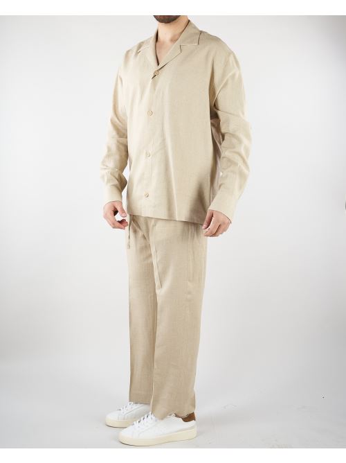 Pantalone Beige in lino con elastico PA3702 25 I'M BRIAN 