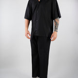 Pantalone Nero in lino con elastico PA3702 9 I'M BRIAN 