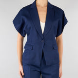 Giacca Blu in misto viscosa e lino con maniche corte SP5CO003 3000 ICONA 