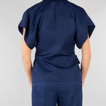 Giacca Blu in misto viscosa e lino con maniche corte SP5CO003 3000 ICONA 