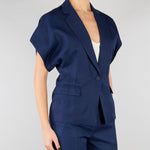 Giacca Blu in misto viscosa e lino con maniche corte SP5CO003 3000 ICONA 