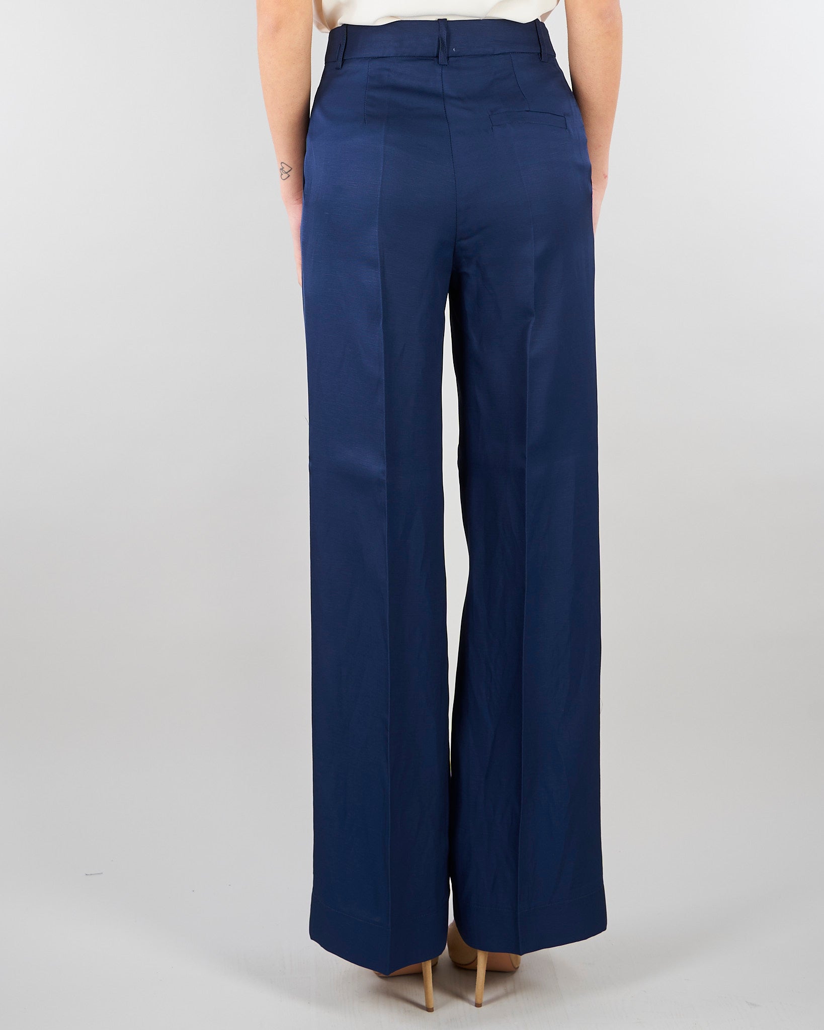 Pantalone Blu in misto viscosa e lino SP5CO005 3000 ICONA 
