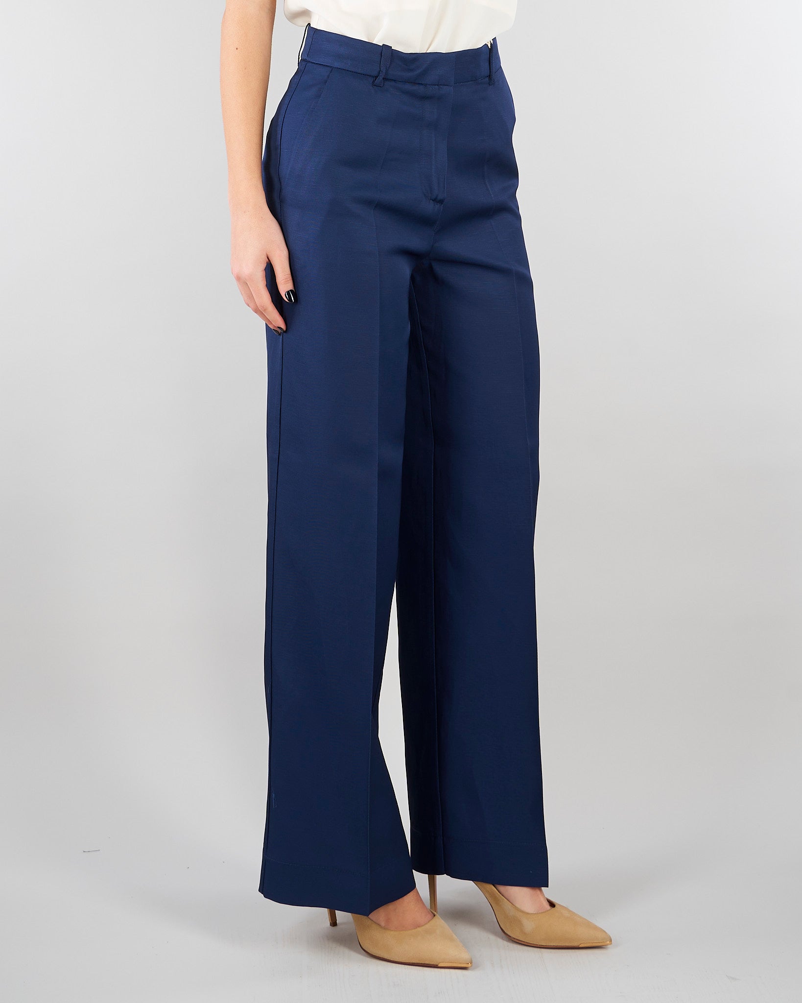 Pantalone Blu in misto viscosa e lino SP5CO005 3000 ICONA 