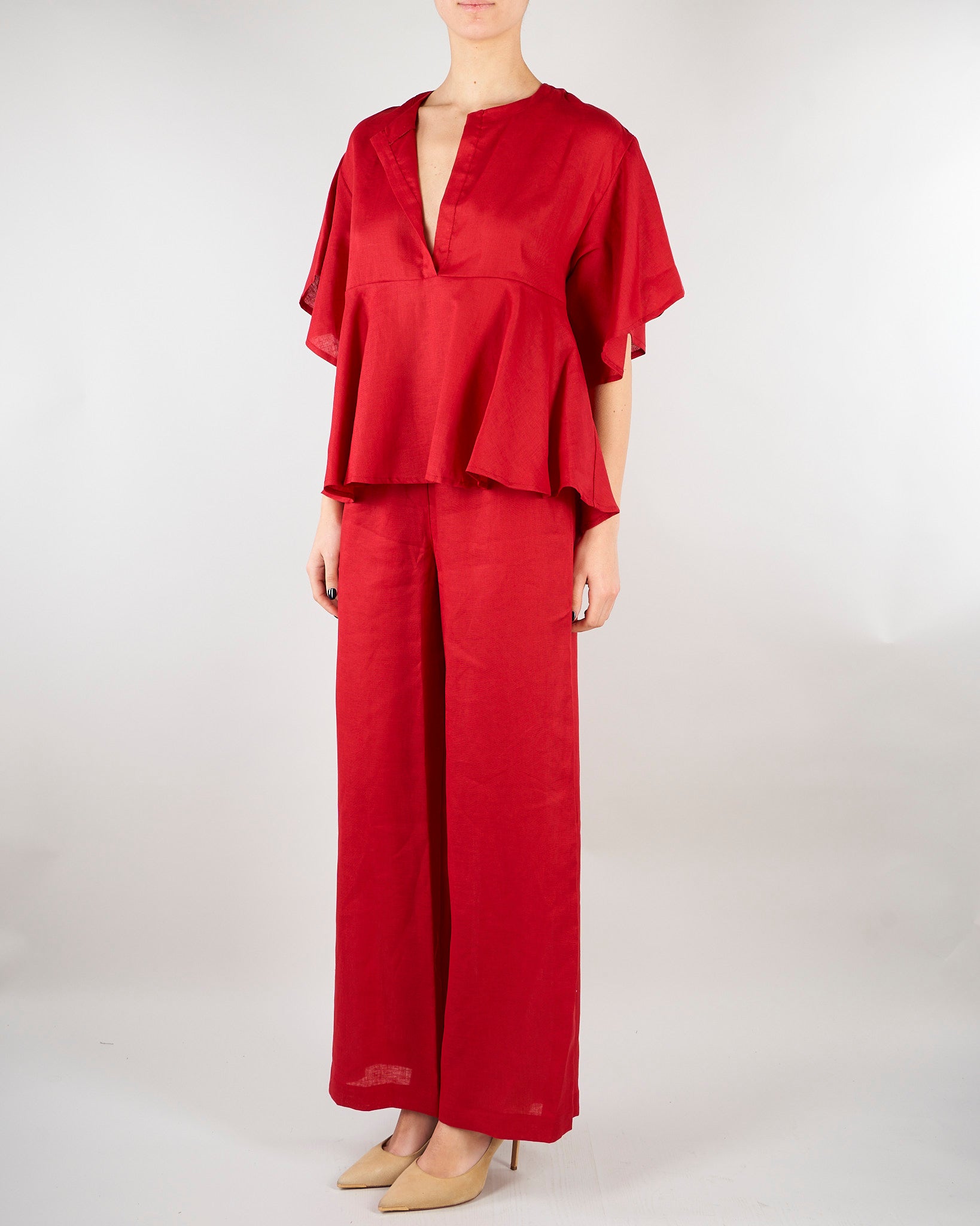 Blusa Rosso in lino SP5LE033 4031 ICONA 