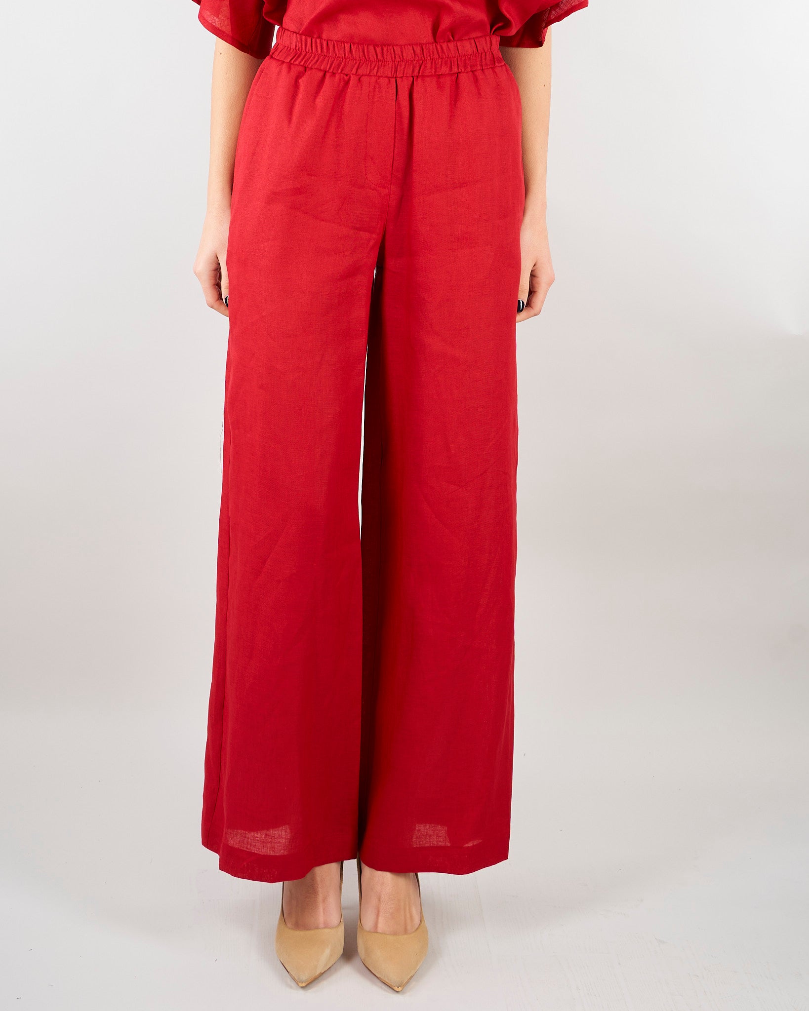 Pantalone Rosso in lino wide leg SP5LE038 4031 ICONA 