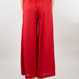 Pantalone Rosso in lino wide leg SP5LE038 4031 ICONA 