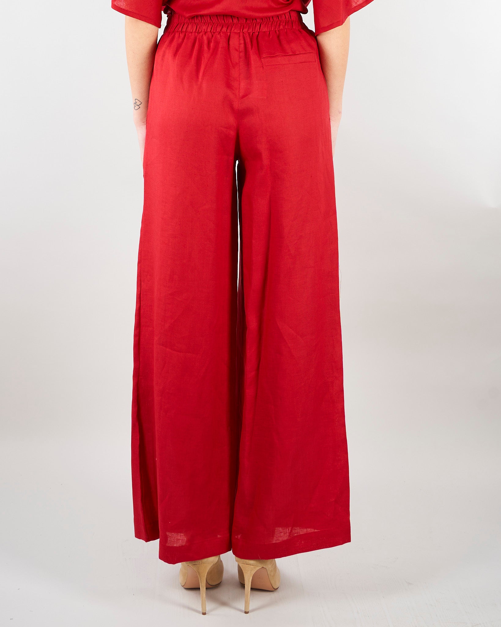 Pantalone Rosso in lino wide leg SP5LE038 4031 ICONA 