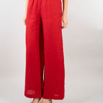 Pantalone Rosso in lino wide leg SP5LE038 4031 ICONA 