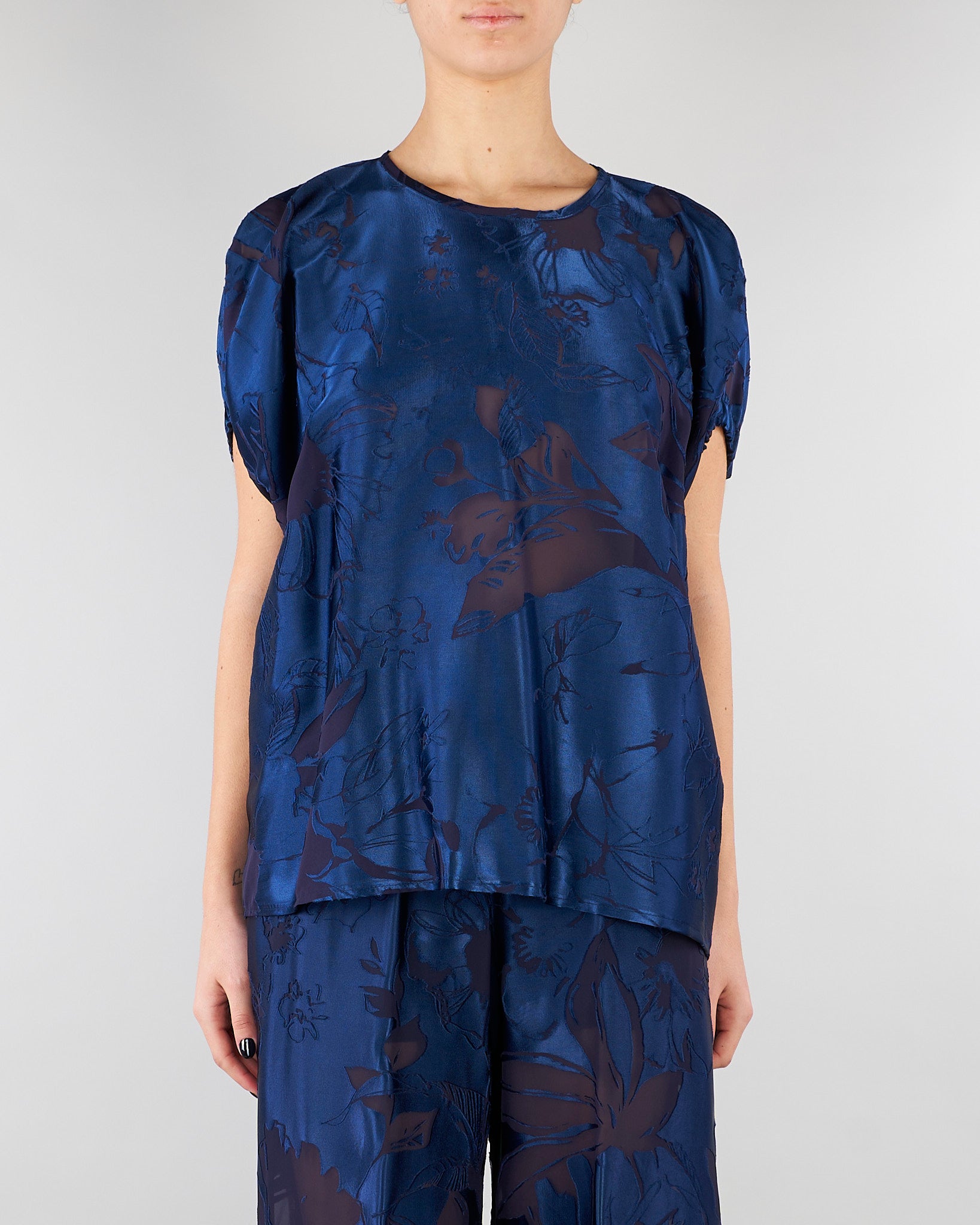Blusa jacquard Blu SP5MR027 3000 ICONA 
