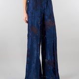 Pantalo jacquard Blu wide leg SP5MR028 3000 ICONA 