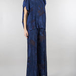 Pantalo jacquard Blu wide leg SP5MR028 3000 ICONA 
