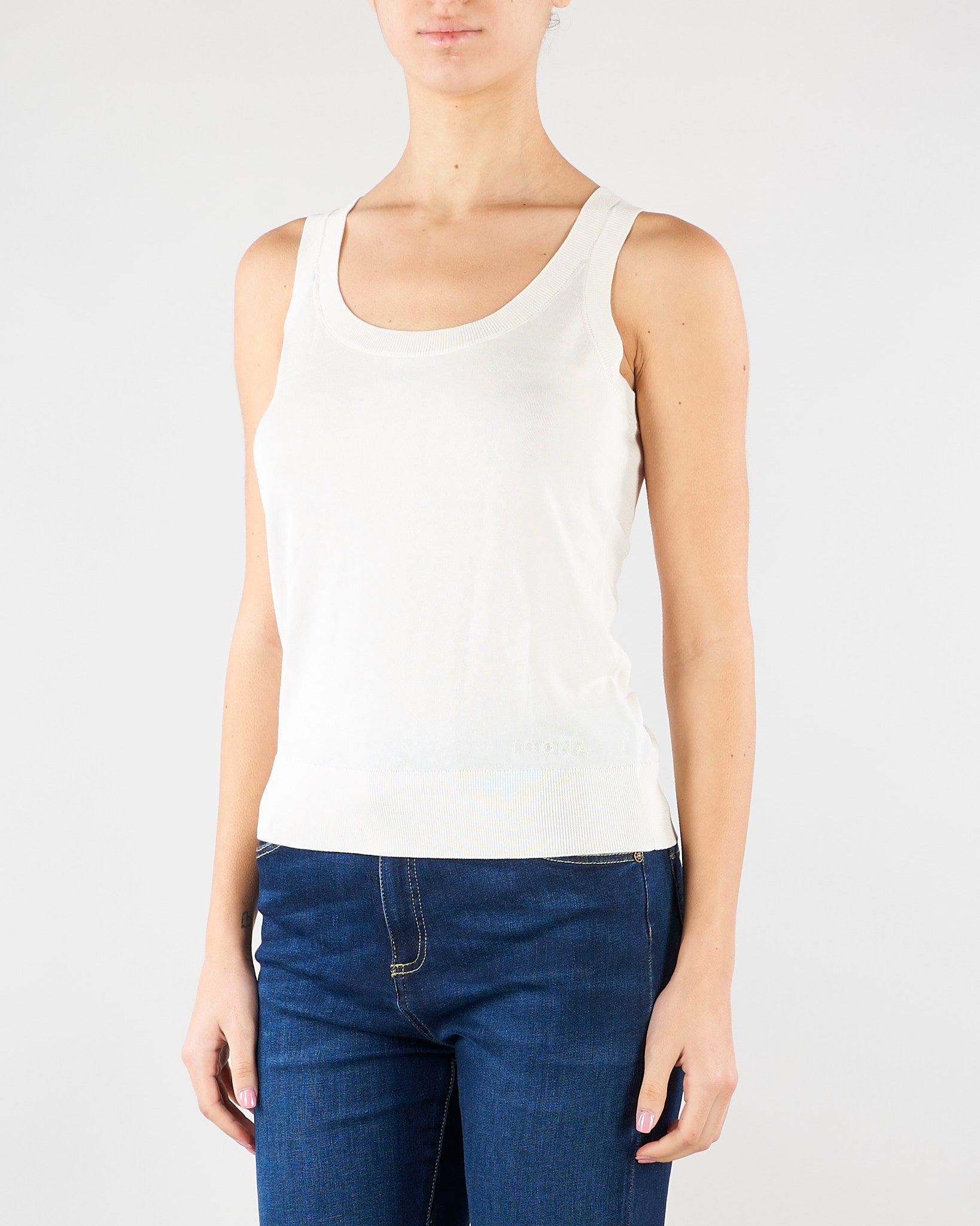 Top Panna in misto cotone e seta SP5NT001 1041 ICONA 