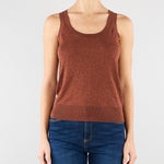 Top Marrone in misto cotone e seta SP5NT001 6022 ICONA 