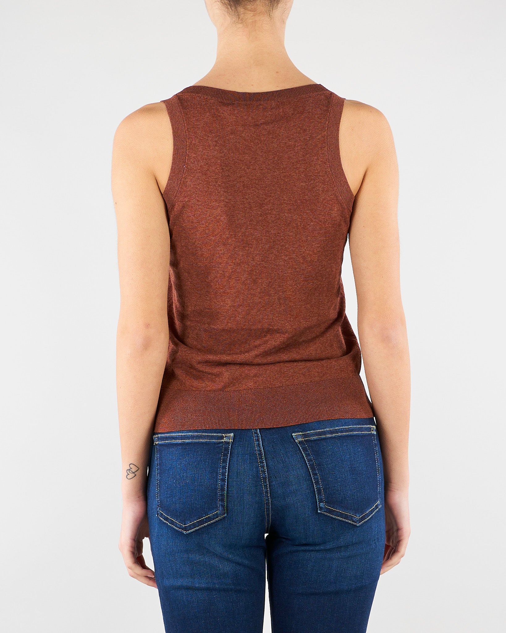 Top Marrone in misto cotone e seta SP5NT001 6022 ICONA 