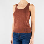 Top Marrone in misto cotone e seta SP5NT001 6022 ICONA 