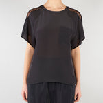 Blusa Nero con inserti in pizzo SP5NT030 0001 ICONA 